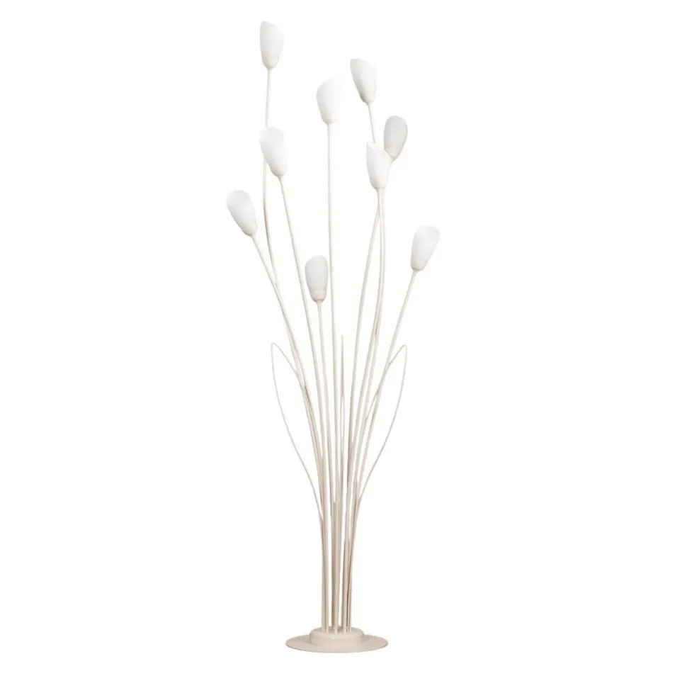 Gloriosa gulvlampe, creme, glas, 9 lyskilder