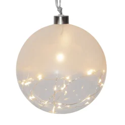 Glow LED-dekokugle, frostet/klar, Ø 15 cm
