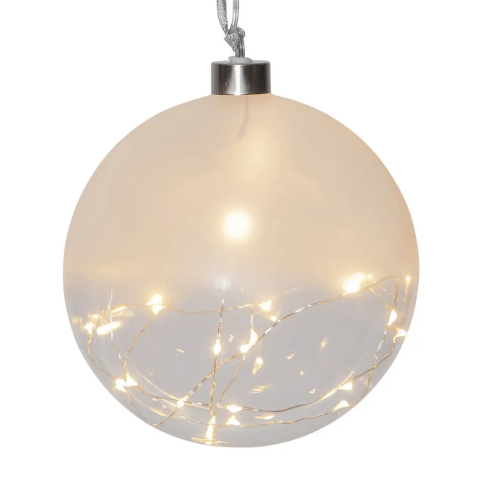 Glow LED-dekokugle, frostet/klar, Ø 15 cm