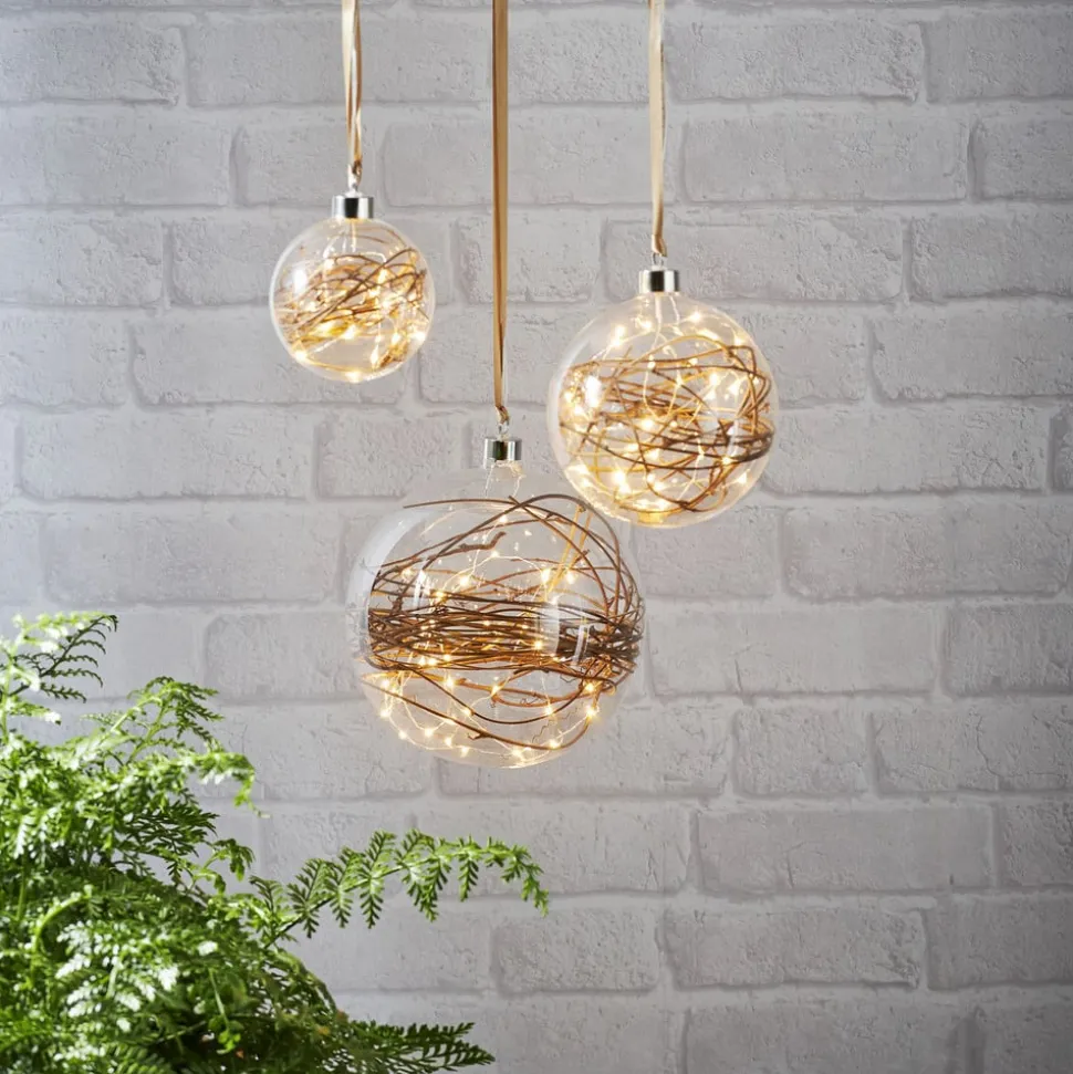 Glow LED-dekokugle, klar, rattan, Ø 15 cm