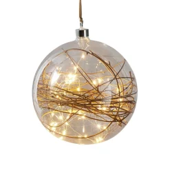 Glow LED-dekokugle, klar, rattan, Ø 20 cm
