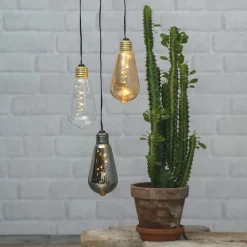 Glow vintage LED-dekolampe med timer, røgfarvet