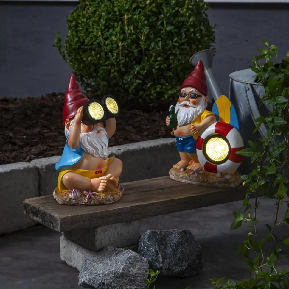 Gnomy LED-solcellelampe, farverig, plast, 22 cm, kikkert