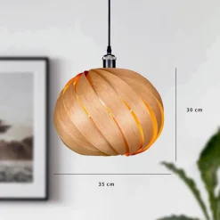 Gofurnit Mela pendellampe, kirsebærtræ, Ø 35 cm