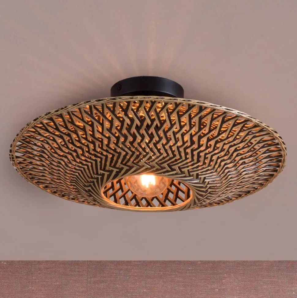 GOOD & MOJO loftlampe Bali, Ø 44 cm, sort/natur, bambus