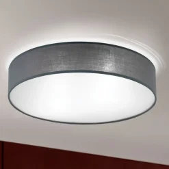 Grå loftlampe Ufo med lærredsskærm