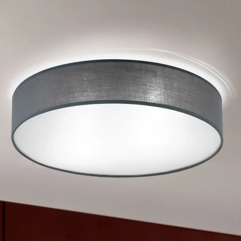 Grå loftlampe Ufo med lærredsskærm