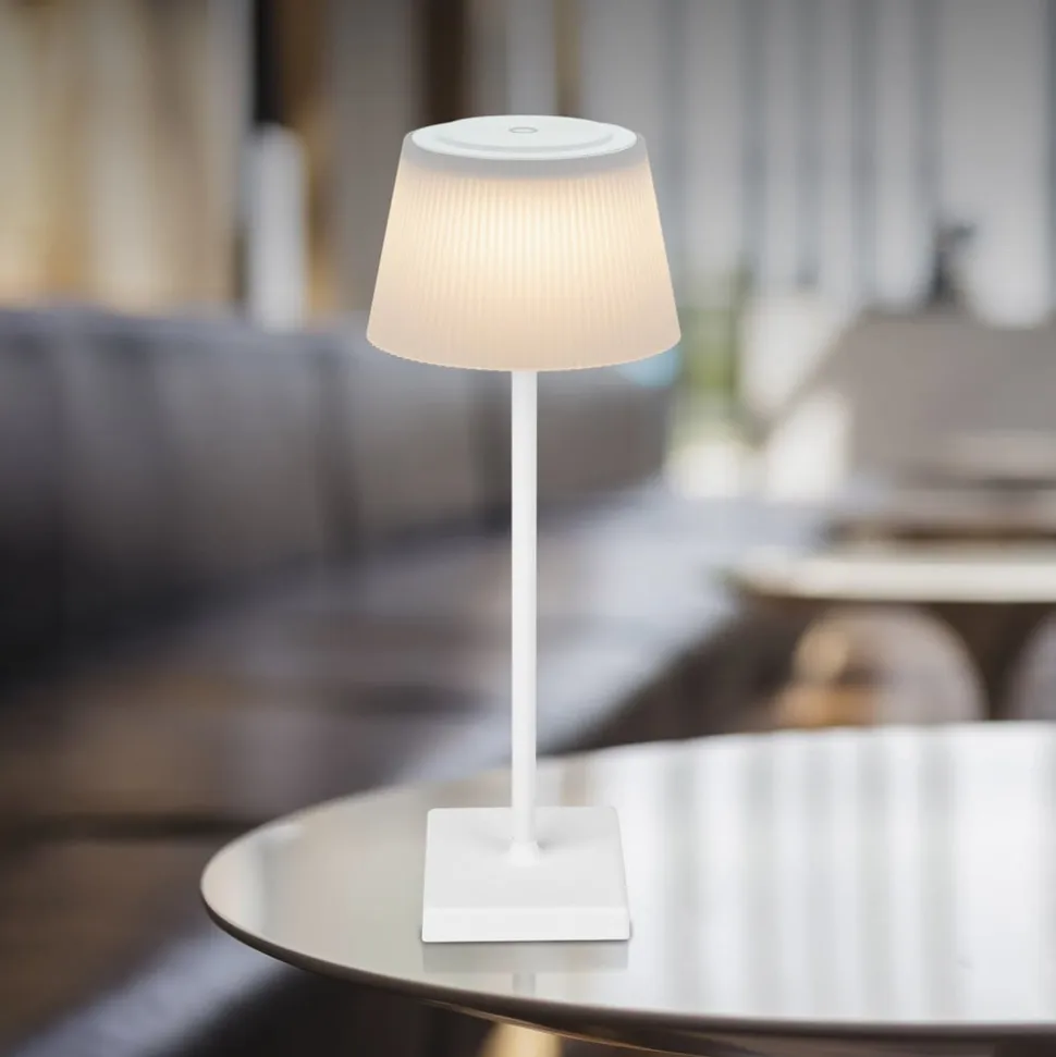 Gregoir genopladelig LED-bordlampe, mat hvid, højde 38 cm, CCT