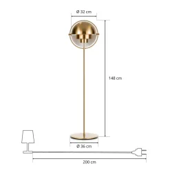 GUBI Multi-Lite gulvlampe, højde 148 cm, messing/messing
