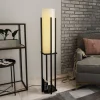 Gulvlampe 8125, sort/hvid, metal/lærred, højde 130 cm