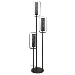 Gulvlampe Alma, 3 lyskilder, sort, metal, drejelig netskærm