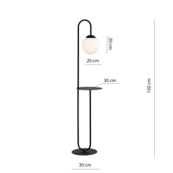 Gulvlampe Bari, sort, metal, glas