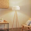 Gulvlampe Boho, treben creme-hvid/rattan