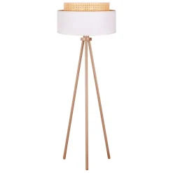 Gulvlampe Boho, treben creme-hvid/rattan