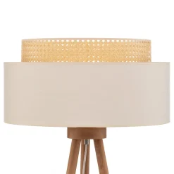 Gulvlampe Boho, treben creme-hvid/rattan