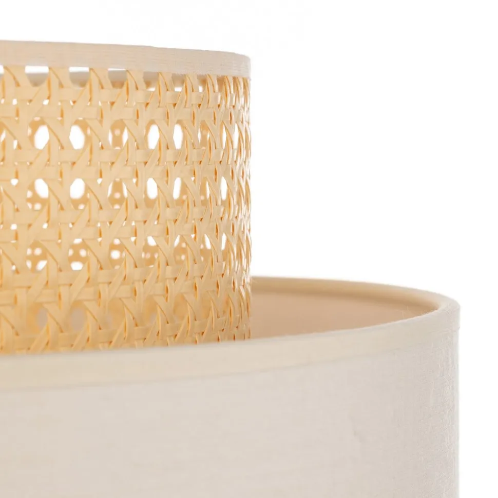 Gulvlampe Boho, treben creme-hvid/rattan