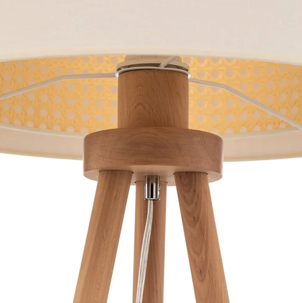Gulvlampe Boho, treben creme-hvid/rattan