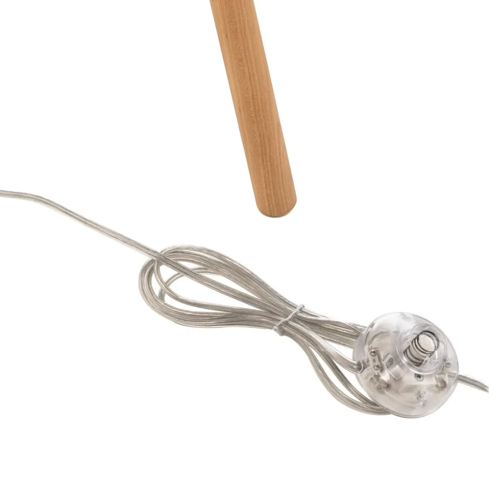 Gulvlampe Boho, treben creme-hvid/rattan