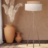 Gulvlampe Boho, trebenet ecru/jute Højde 145 cm