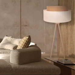 Gulvlampe Boho, trebenet ecru/jute Højde 145 cm