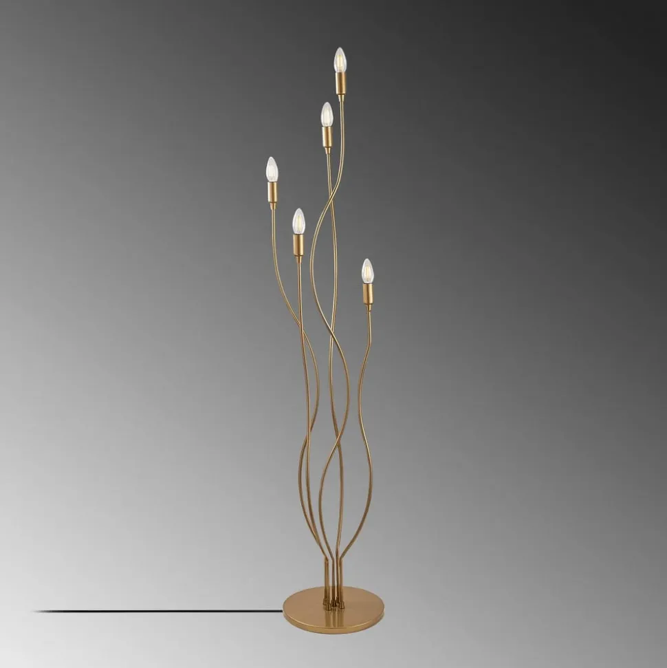 Gulvlampe Bonibon 13237 guldfarvet metal højde 160 cm 5 lyskilder.