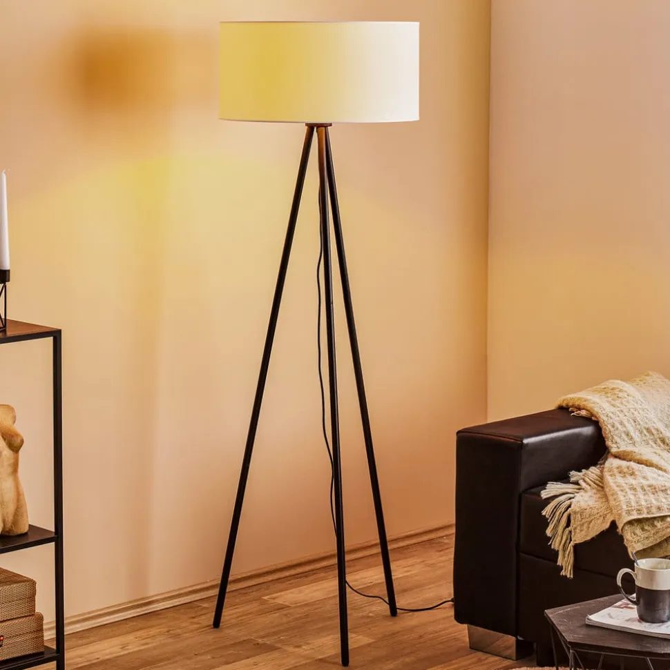 Gulvlampe Corralee i sort og hvid