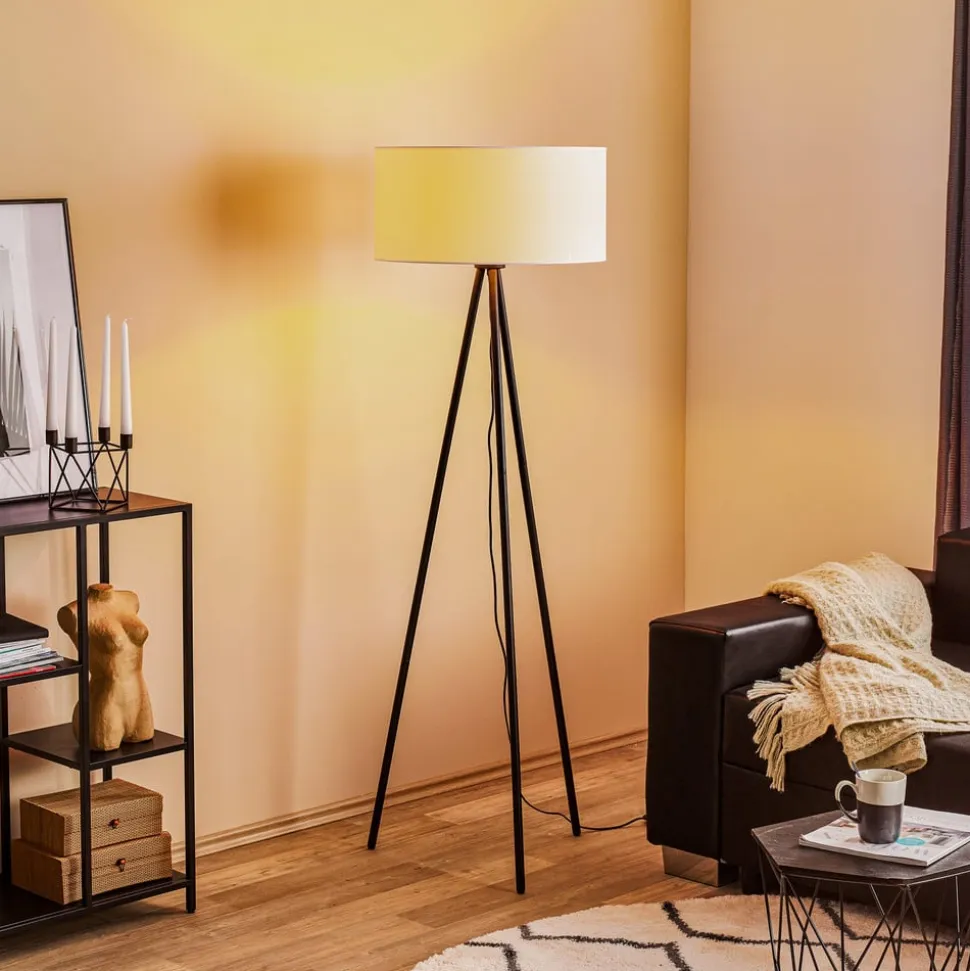 Gulvlampe Corralee i sort og hvid
