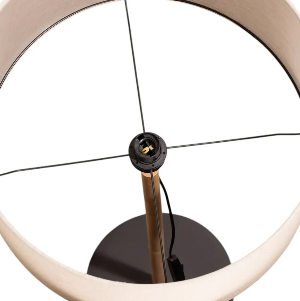 Gulvlampe Deva Nature, tekstil, træ