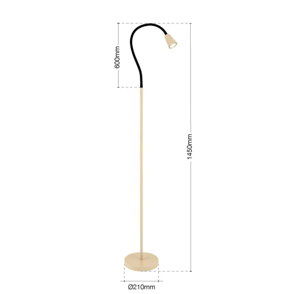 Gulvlampe Dotty, khaki, højde 145 cm, fleksibel arm, GU10
