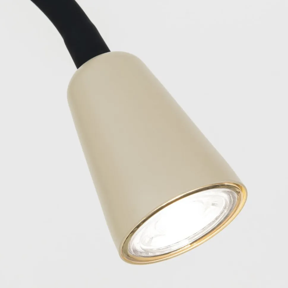 Gulvlampe Dotty, khaki, højde 145 cm, fleksibel arm, GU10