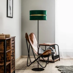 Gulvlampe Duo, grøn/guld, Ø 40 cm 1 lyskilde