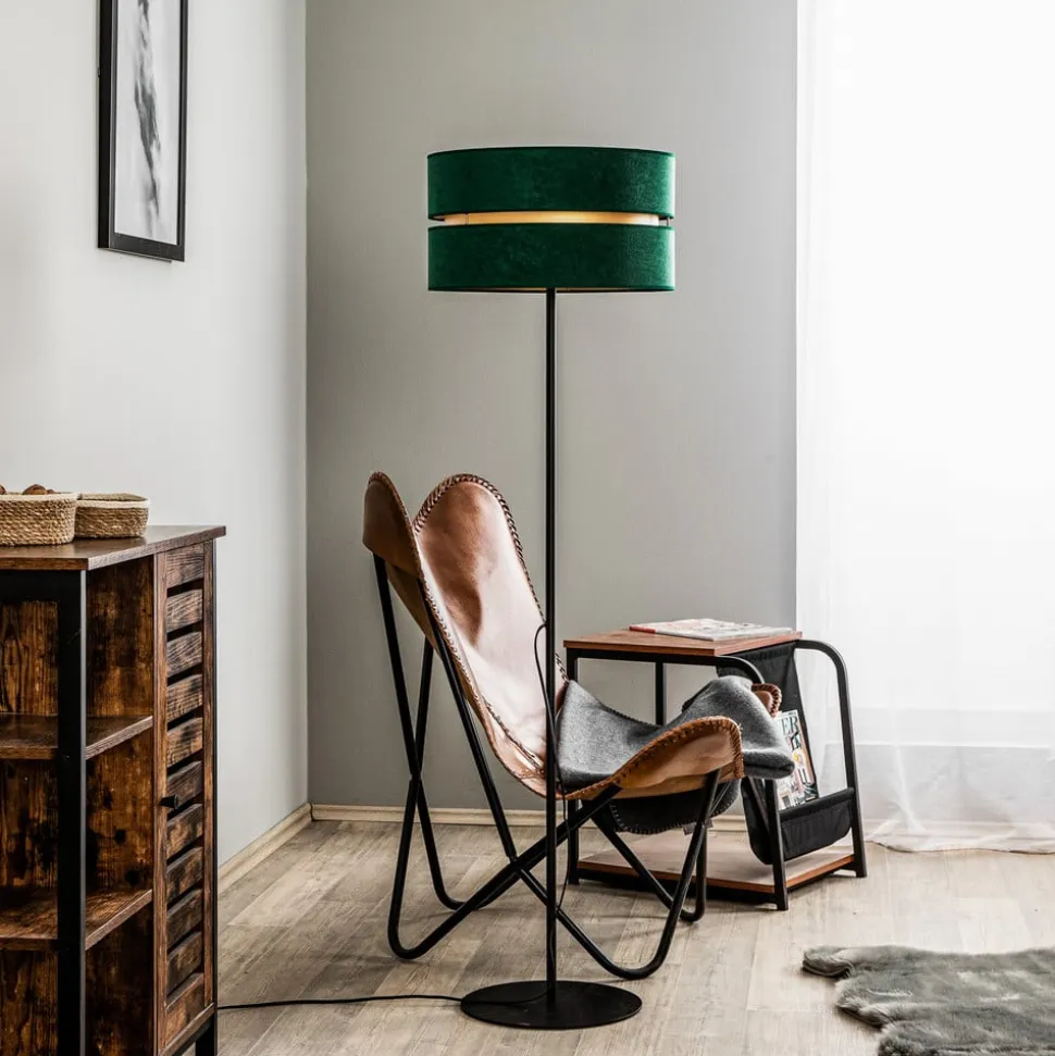 Gulvlampe Duo, grøn/guld, Ø 40 cm 1 lyskilde
