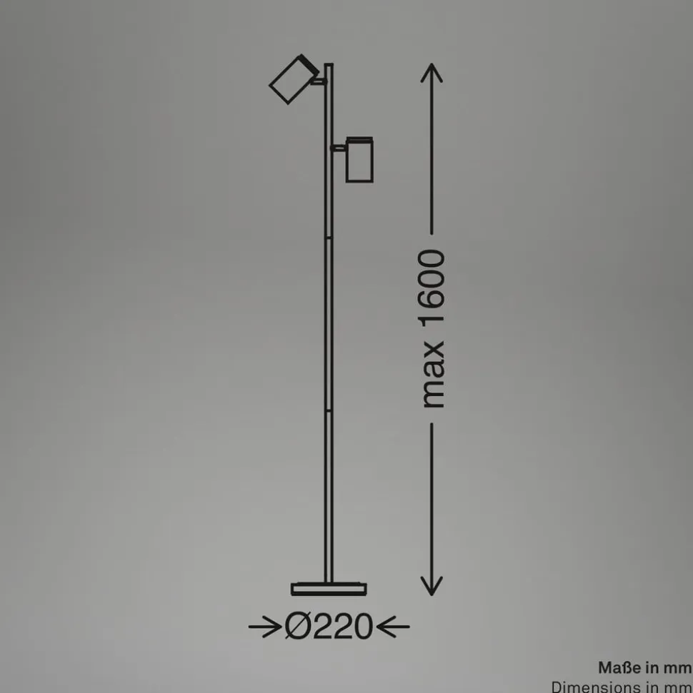 Gulvlampe Duta, sort/lys træ, højde 160 cm metal/træ