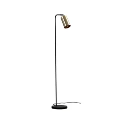 Gulvlampe Emek 4081, sort, skærm i antik guld