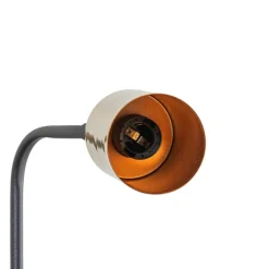 Gulvlampe Emek 4081, sort, skærm i antik guld