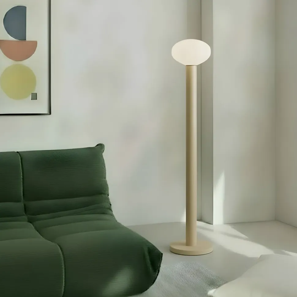 Gulvlampe Flo, beige, højde 138 cm, 1 lyskilde, glas