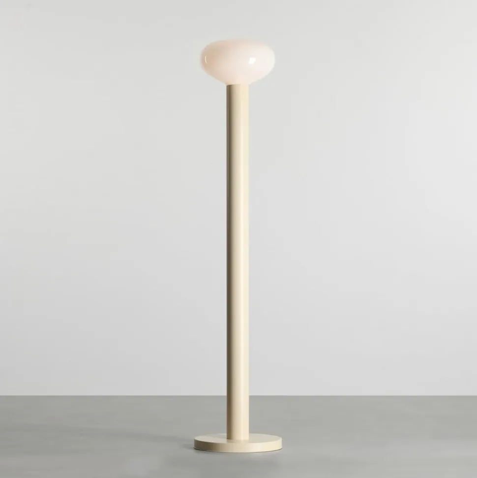 Gulvlampe Flo, beige, højde 138 cm, 1 lyskilde, glas