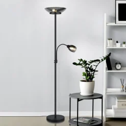 Gulvlampe Gerry, sort mat, metal, højde 180 cm