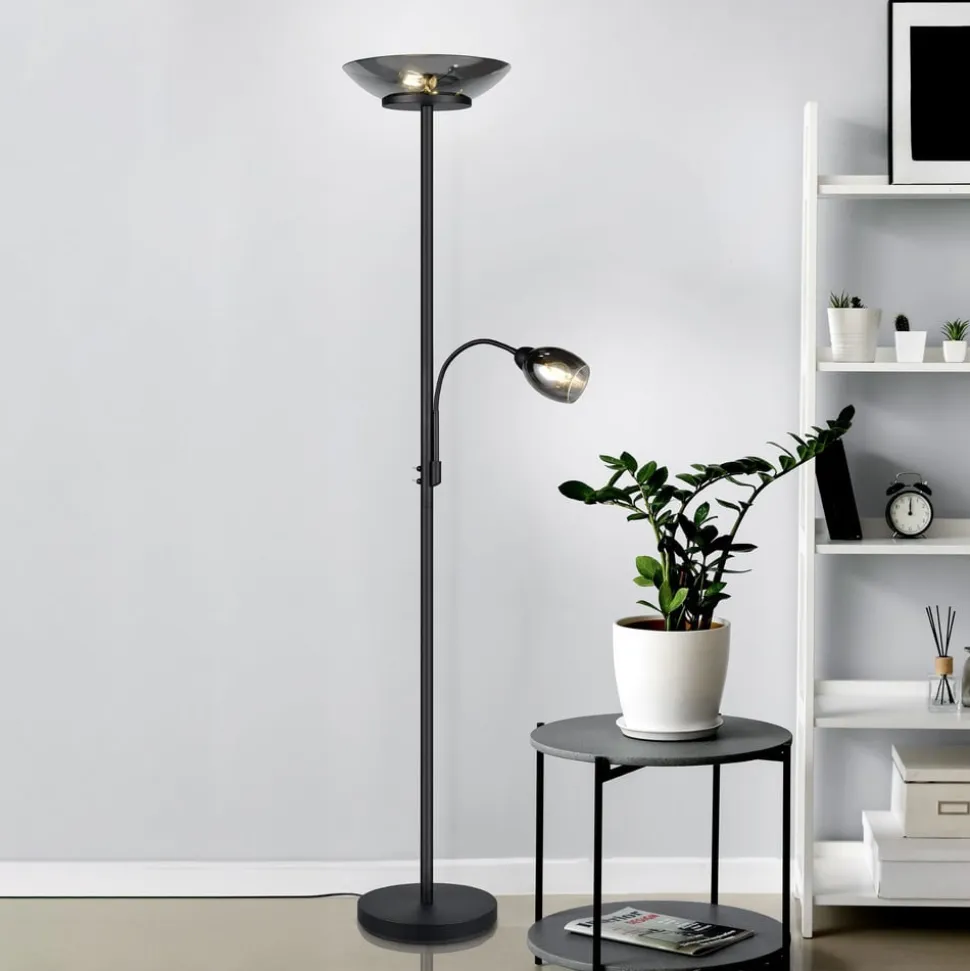 Gulvlampe Gerry, sort mat, metal, højde 180 cm