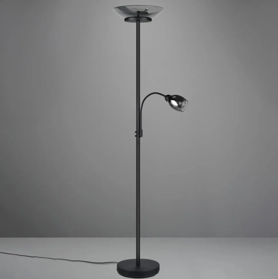 Gulvlampe Gerry, sort mat, metal, højde 180 cm