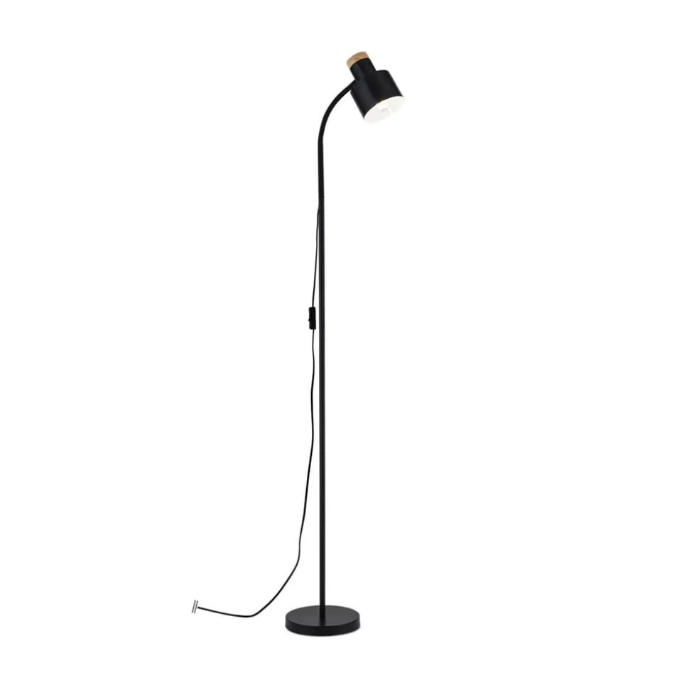 Gulvlampe Gili, sort mat, stål, højde 150 cm, E27
