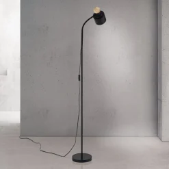 Gulvlampe Gili, sort mat, stål, højde 150 cm, E27