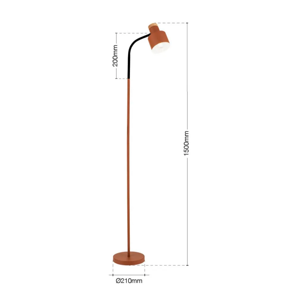 Gulvlampe Gili, stål, koralrød, højde 150 cm, E27