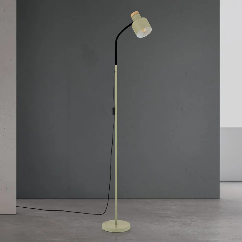 Gulvlampe Gili, stål, lysegrøn, højde 150 cm, E27