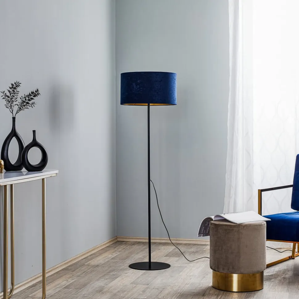Gulvlampe Golden Roller mørkeblå/guld