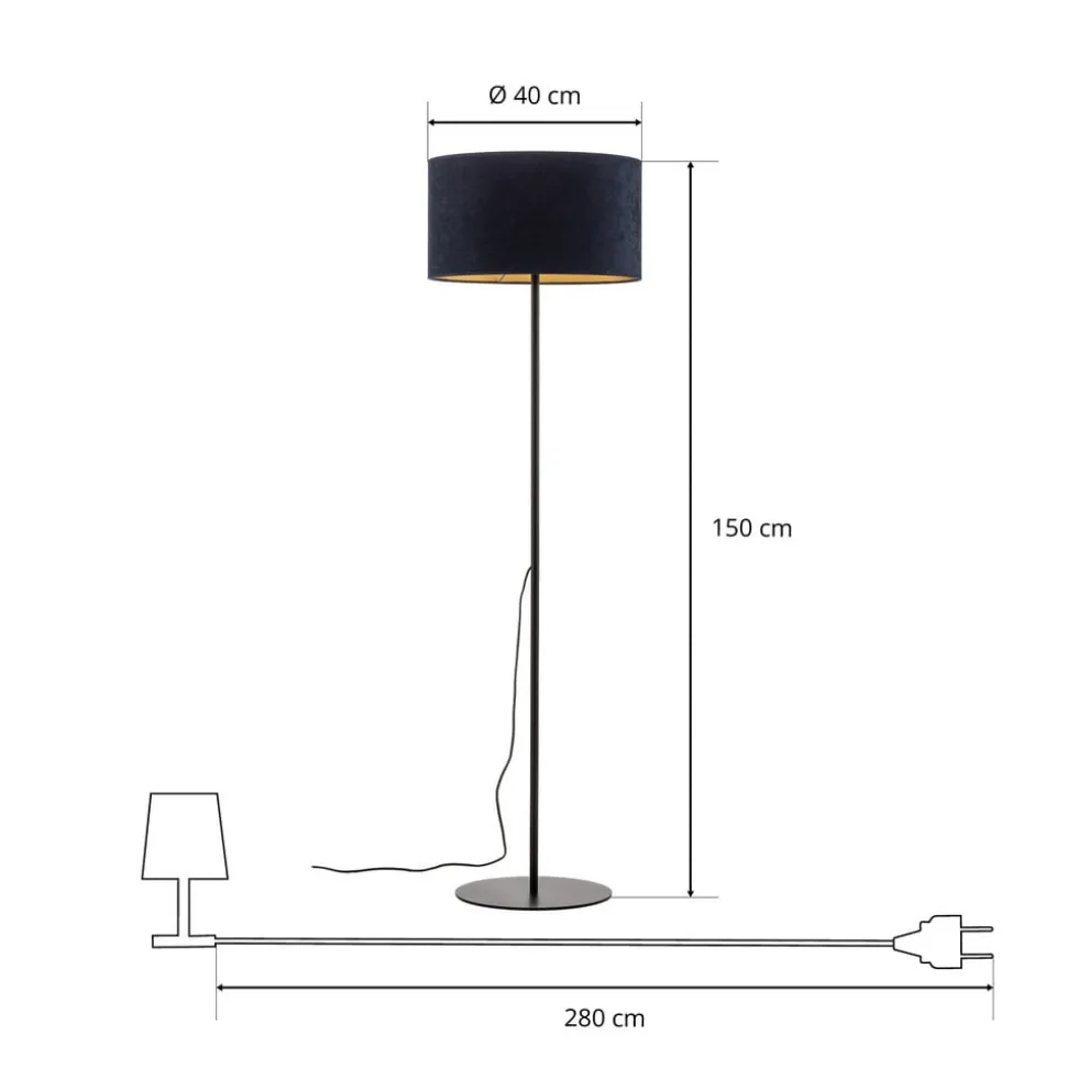 Gulvlampe Golden Roller mørkeblå/guld