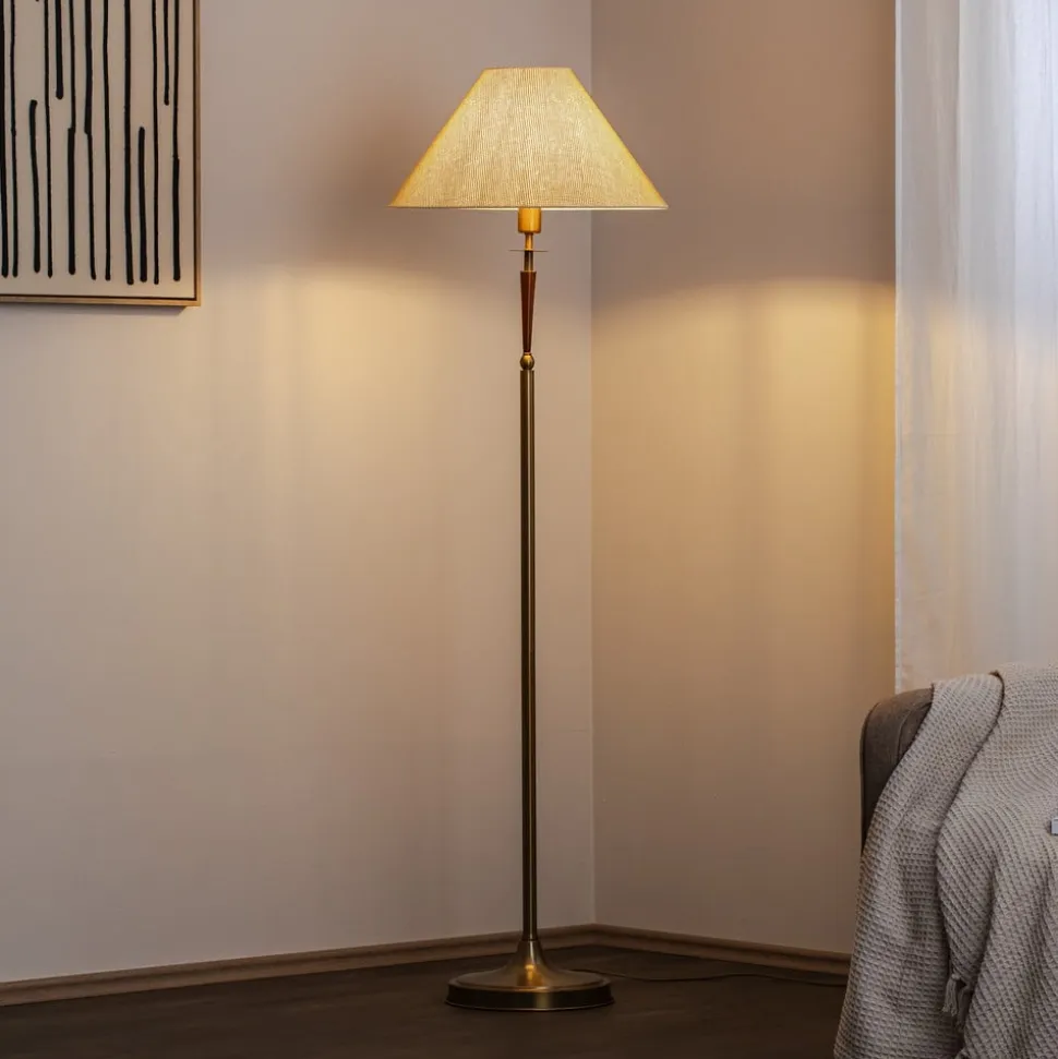 Gulvlampe HLM-9009-1E med tekstilskærm