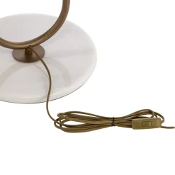 Gulvlampe LM-9112-1E, marmorfod, tekstilskærm