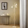 Gulvlampe Lucrezia i elfenben med blomsterlampeskærm
