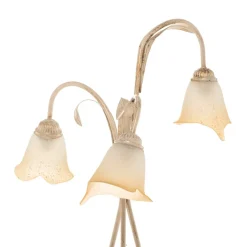 Gulvlampe Lucrezia i elfenben med blomsterlampeskærm